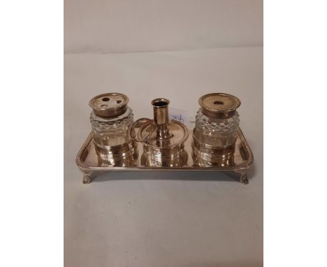 EAMES &amp; EDWARD BARNABY 1808 STERLING SILVER INKWELL &amp; CANDLE SNUFFER