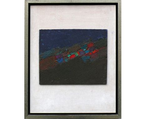 Kiess, Emil (geb. Trossingen 1930)"Ohne Titel"; ÖL/Holz; verso sign. und dat. 88; mit Ausstellungsaufkleber Kunstmuseum Singe