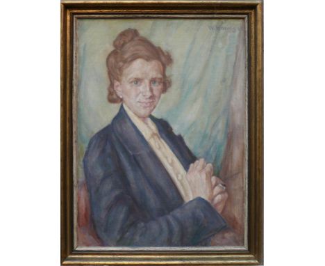 Waentig, Walter (1881 Zittau - 1962 Gaienhofen)"Halbportrait der Margot Fahr" den Betrachter anblickend; seine erste Frau geb