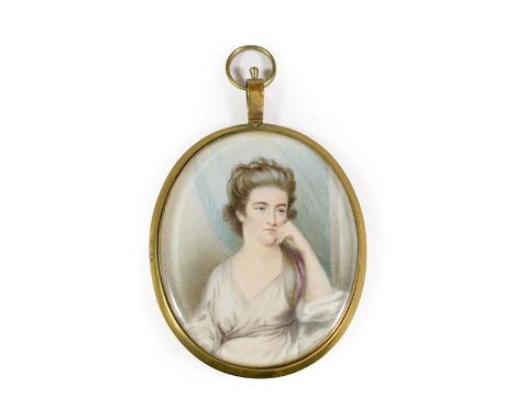 English School (late 18th century): Miniature Bust Portrait of Princess Louisa Maximilienne Caroline Emmanuele of Stolberg-Ge