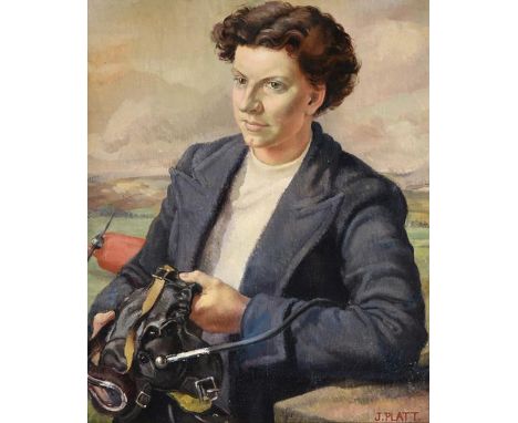 Joyce Butler Nee Platt (mid 20th century) Portrait of Miss Margaret Lane, Transport Pilot WWII, ferrying bombers from USA to 