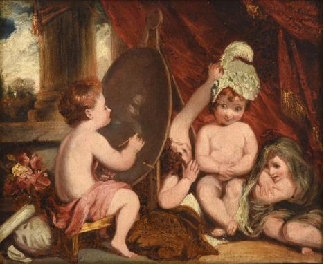 After Sir Joshua Reynolds PRA FRS FRSA (1723-1792)The Infant Academy, a sketch after the picture at Kenwood HouseOil on Millb