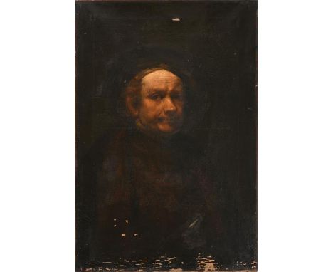 After Rembrandt van Rijn (1606-1669) DutchSelf Portrait, head and shoulders Oil on canvas, 89.5cm by 60cm, unframed 