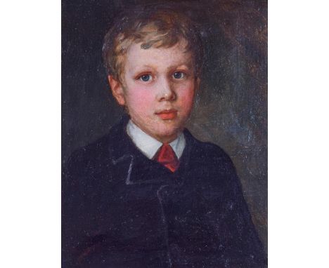 British School (early 20th century)Portrait of a young boy, head and shoulders, wearing a black jacket and a red tieSigned, o