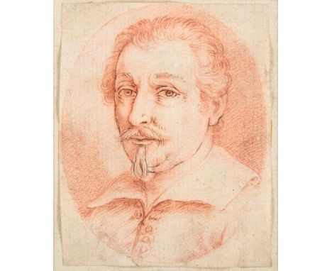 Dutch School (17th century)Portrait of a man for an engravingRed and black chalk, 8cm by 6.5cm