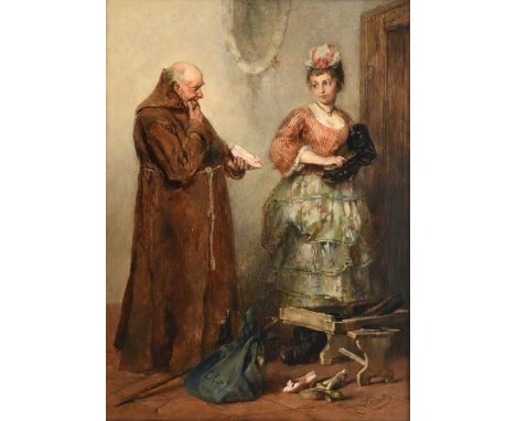 Joseph Emmanuel Weiser (1847-1911) German"A Pretty Slipper" and " A Pinch of Snuff"Signed, oil on panel, 32cm by 24cm (2)Prov