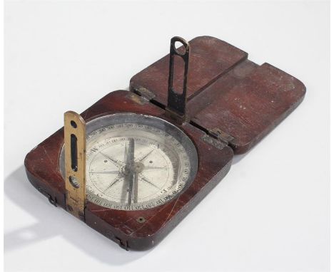 George III mahogany cased compass, by J Gregory, 5 Bull Street, Birmingham, the square hinged mahogany case enclosing a silve