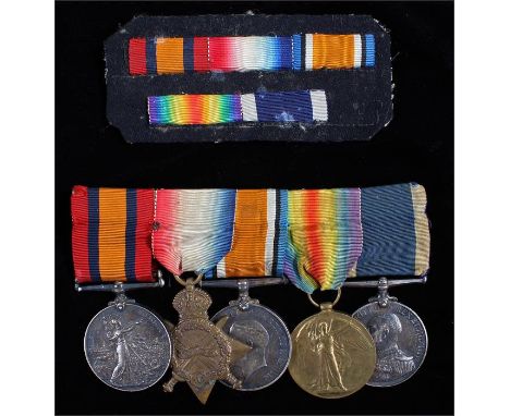 Boer War First War group of five, awarded to the QSA W.C. WRIGHT. BOY 1st CL H.M.S. SYBILLE, the First War Trio awarded to 20