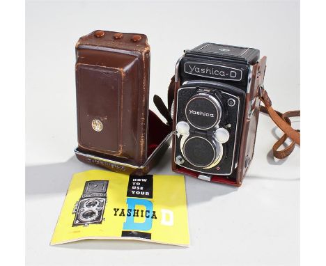 Yashica D camera, 977353, within a leather case