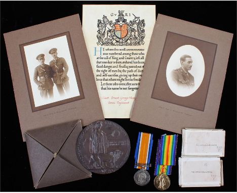 First World War Casualty group, consisting of Victory and War medals (2. LIEUT. E.G.H. SMITH) and Death Plaque (Ernest George