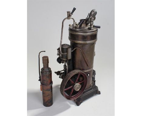 German GBN Bing vertical steam engine, with boiler fed pump, 33cm high