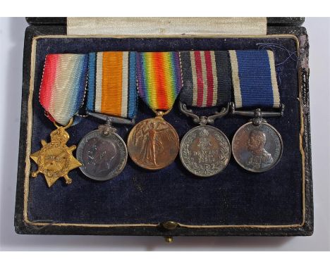 First World War Miniature group of five, consisting of a Trio, Military Medal and Naval Long Service Good Conduct medal, (5)