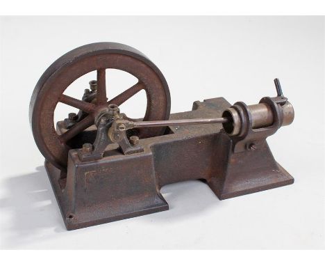 Victorian model of a steam engine, with wheel and pump, 19cm long