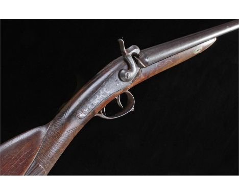 19th Century sporting gun, with a bird carved to the stock, twin barrel with hammer strike, AF, 119cm long