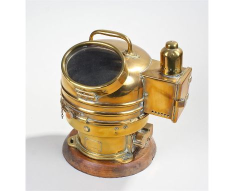 Brass cased marine binnacle compass with candle box to the side - patt 01151A, No 15161ES