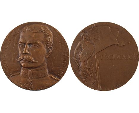 First World War Lord Kitchener Memorial plaque, by Legastelois, Kitchener to the obverse, the reverse with a solider with fla
