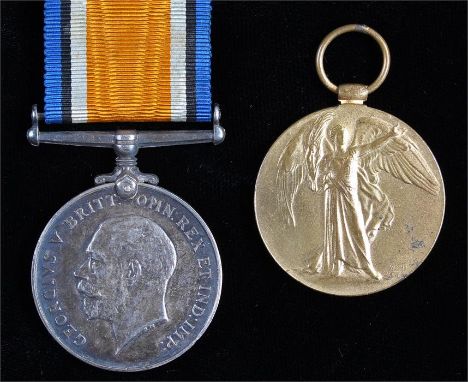 First World War pair, Victory and War medal, (8010 PTE. J. BUTTERY THE QUEENS' R) (2)