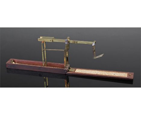 Set of late 18th Century Guinea scales by A Wilkinson, Kirkby, the mahogany case with an internal hinged brass Guinea scales 