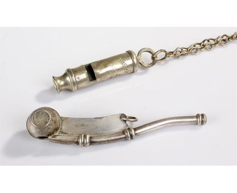 Naval Bosun's whistle, with arrow mark, together with a Metropolitan example, (2)  