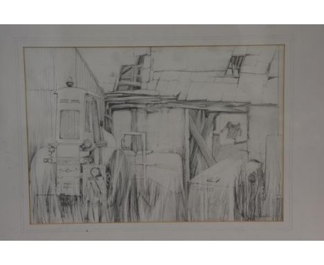Joan Renton, Storage Yard, pencil sketch, signed in pencil (28cm x 40cm), £50-100