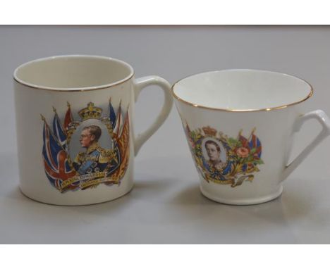 Royal Memorabilia: An Edward VII souvenir Coronation transfer printed mug and an Edward VII Coronation souvenir transfer prin