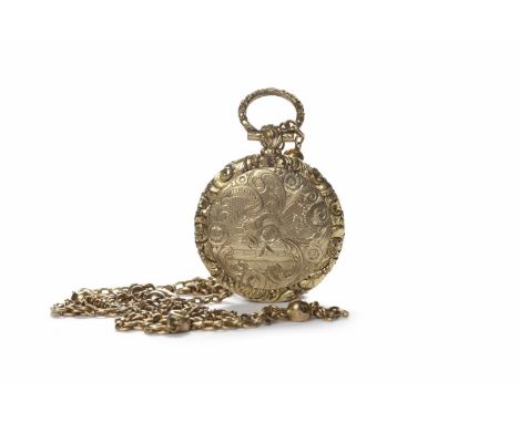 EDWARDIAN LOCKET PENDANTwith hinged front panel opening to reveal a portrait photograph, with engraved scrolling and foliate 