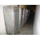 (11) aluminum tray carts c/w trays