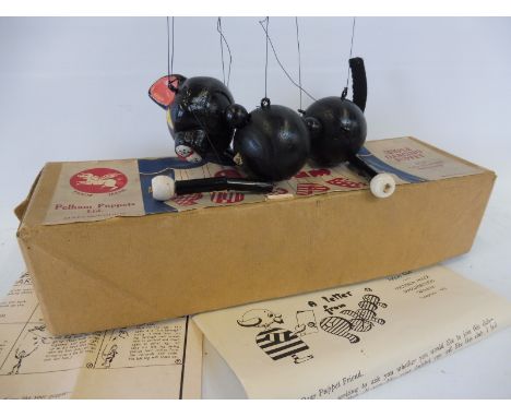 A boxed Pelham puppet 'Cat', mid 1950s with instructions and a letter from Pelpop, in good condition, original controller and