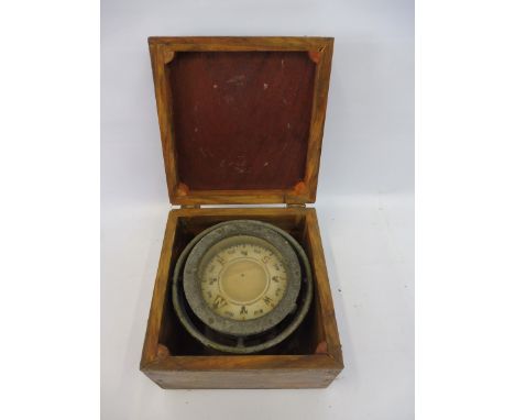 A boxed gimble compass. 