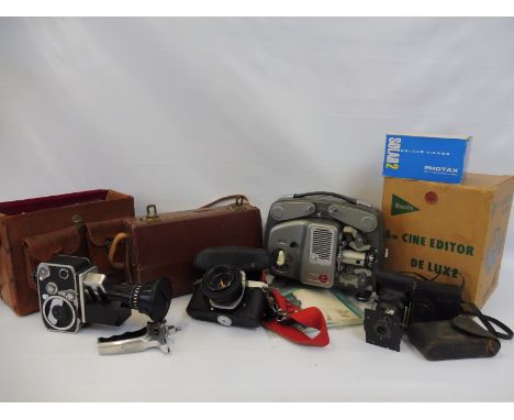 A Paillard Bolex P3 Zoom Reflex Cine Camera, in leather case with original instruction manual, plus various cine camera and p