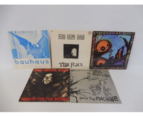 Five punk/post punk LPs to include Bauhaus Bela Lugosi's Dead on blue vinyl, ASF, Sub Ham Ams, New Model Army etc. vinyl and 