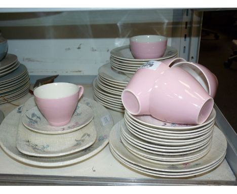 A J&amp;G Meakin 'Sol' floral part dinner service and tea set including five cups and seven saucers, six tea plates, sugar bo