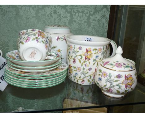 A quantity of china to include a Minton Haddon Hall ginger jar and a milk jug, small fruit bowl, two tea cups and three sauce