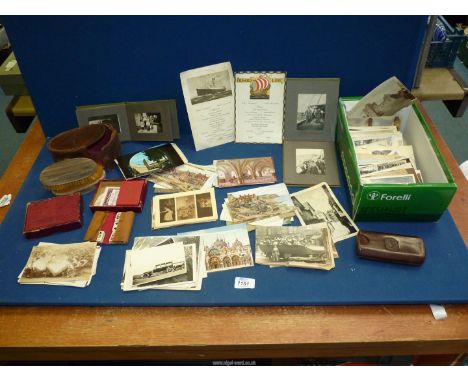 A quantity of miscellanea including old postcards and an old family album dated 1911, also a menu for R.M.S. Laconia 'sat. Ju