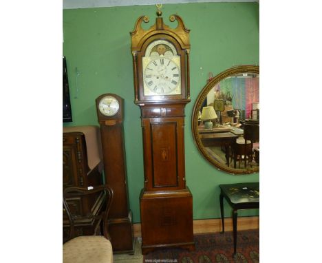 A highly decorative Oak and other woods cased Longcase Clock having marquetry depicting a shell and fleur-de-lys and featurin