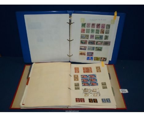 Two ring binders of British and Commonwealth stamps including Queen Victoria to Queen Elizabeth II.