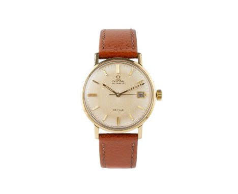 A 'Seamaster De Ville' automatic wristwatch by Omega, the circular silvered dial with gilt baton markers, luminous insert han