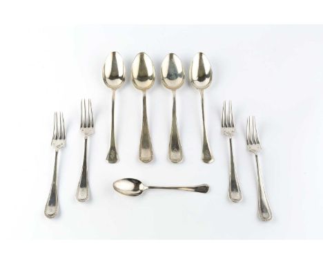 A small quantity of Austrian silver flatware, comprising two table spoons with four matching forks, two further table spoons 