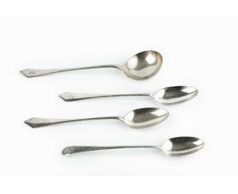 A George III silver beaded gravy spoon, by George Smith III, London 1782, together with a silver soup ladle and pair of match