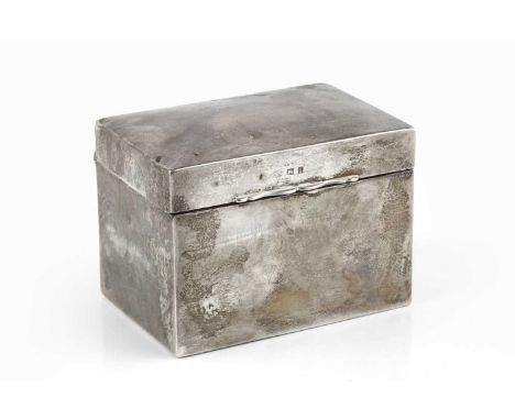 A George V silver rectangular playing card box, with divided interior, by Marks &amp; Cohen, Birmingham 1910, 8cm wide, and a