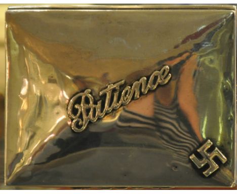 A silver playing card case, Birmingham, rectangular, the lid marked 'Patience', W. 11cm.