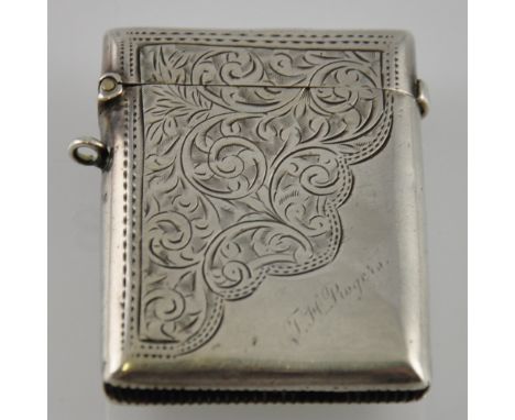 A vesta lighter hallmarked Birmingham 1902 with bright cut decoration