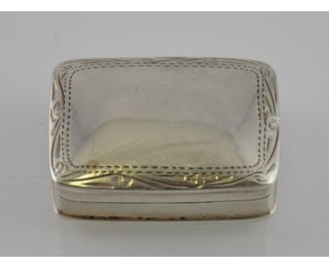 A silver cushion snuff box with bright cut decoration, 19th century