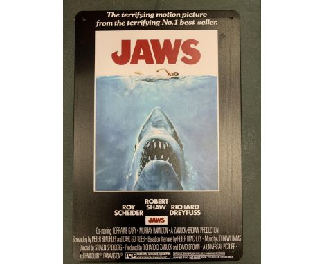 A VINTAGE STYLE METAL JAWS THE MOVIE SIGN 
