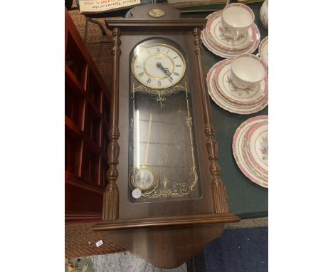 A VINTAGE STYLE WESTLOX PENDULUM CHIMING WALL CLACK 