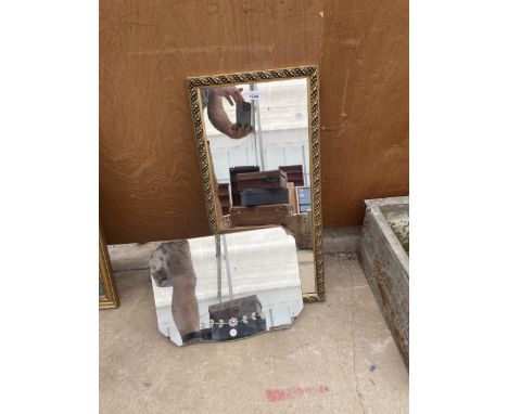 AN ART DECO MIRROR AND A FURTHER GILT FRAMED MIRROR 