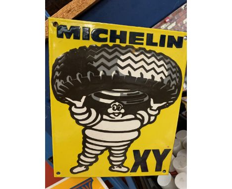 AN ENAMEL MICHELIN MAN TYRES RECTANGULAR SIGN 