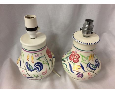 TWO POOLE POTTERY HAND PAINTED TABLE LAMPS 