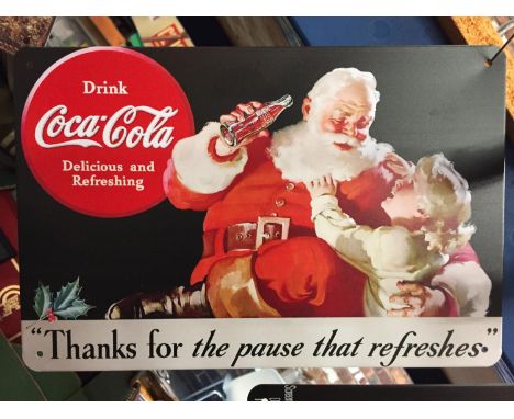 A VINTAGE STYLE METAL COCA COLA SIGN 