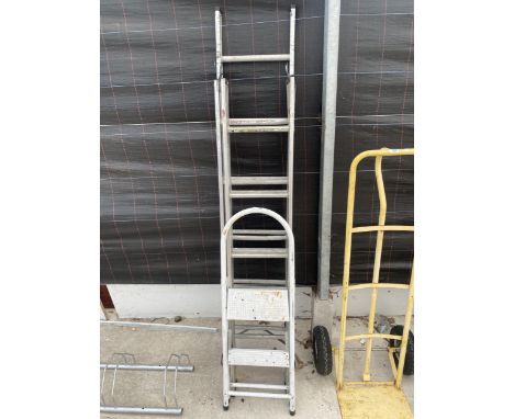 AN ALLOY STEPLADDER AND AN ALLOY TWO SECTION LADDER 